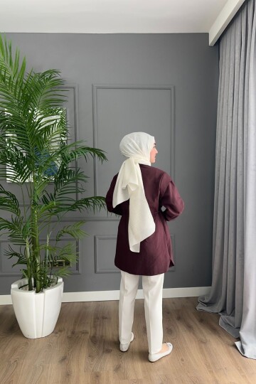 Modal Gabardin Gömlek Tunik 2066 BORDO