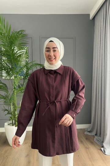 Modal Gabardin Gömlek Tunik 2066 BORDO