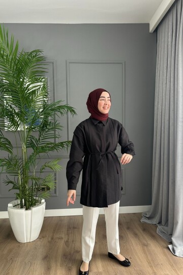 Modal Gabardin Gömlek Tunik 2066 SİYAH