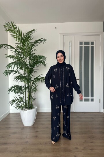 MUADİL PREMİUM TAŞLI TAKIM 2088 LACİVERT ÖN SİPARİŞ