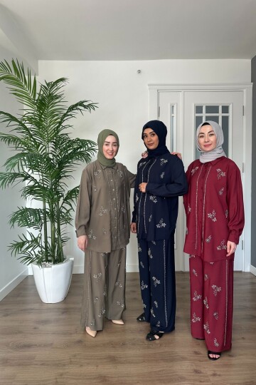 MUADİL PREMİUM TAŞLI TAKIM 2088 LACİVERT ÖN SİPARİŞ