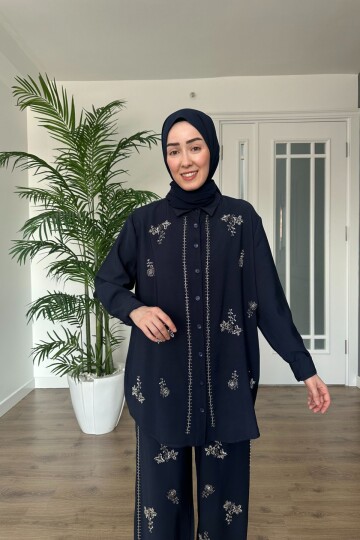 MUADİL PREMİUM TAŞLI TAKIM 2088 LACİVERT ÖN SİPARİŞ