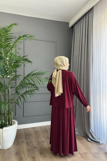 ONİKS MODEL OYSHO ETEKLİ TAKIM BORDO