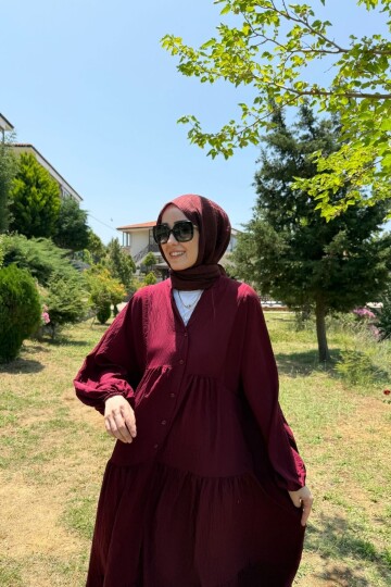 OVERSİZE VİSCON DÜZ MODEL BORDO