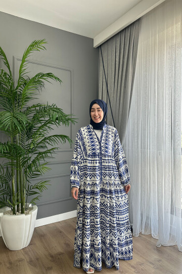 PİRAMİT MODEL VİSKON ELBİSE LACİVERT