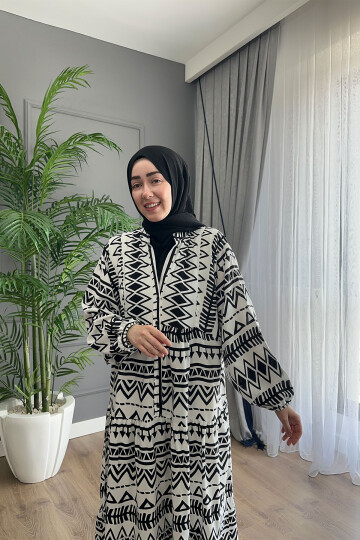 PİRAMİT MODEL VİSKON ELBİSE SİYAH