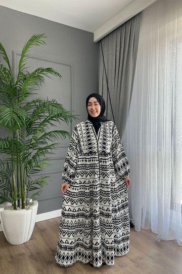 PİRAMİT MODEL VİSKON ELBİSE SİYAH