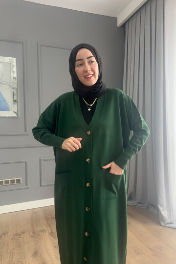 TRİKO DÜĞMELİ HIRKA 3365 ZÜMRÜT