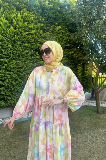 ZAMBAK MODEL MANGO KUMAŞ ELBİSE