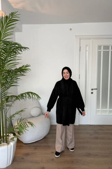 Angora Kısa Hırka Siyah