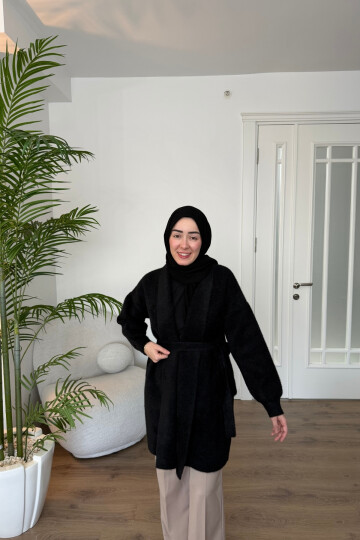 Angora Kısa Hırka Siyah