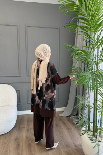 BATİK DESEN SANDY PANTOLON TAKIM 4004 KAHVE