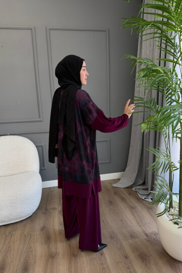BATİK DESEN SANDY PANTOLON TAKIM 4004 MÜRDÜM