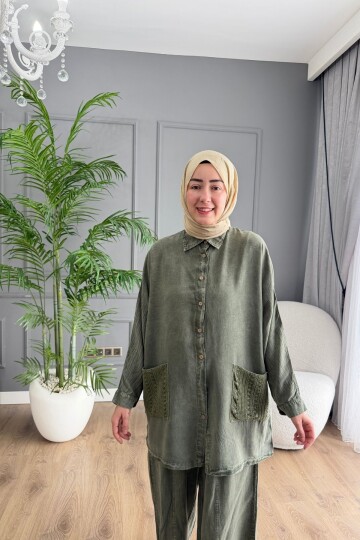 CEBİ DANTELLİ PREMİUM TENSEL  TAKIM 7521 HAKİ
