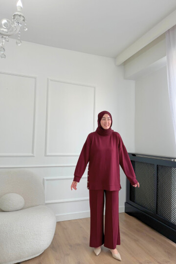 Çıtlı Oysho Kumaş İkili Takım 2004 BORDO