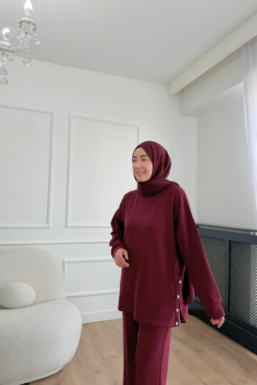 Çıtlı Oysho Kumaş İkili Takım 2004 BORDO