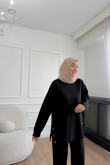 Çıtlı Oysho Kumaş İkili Takım 2004 SİYAH