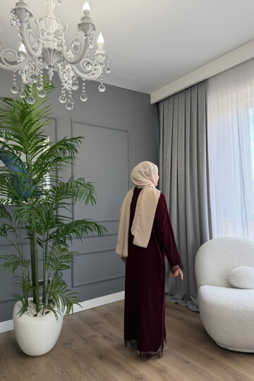 DANTEL DETAYLI PREMİUM TRİKO ELBİSE 6123 BORDO