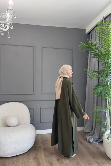 KURBAĞA DÜĞME DETAYLI PREMİUM MODAL TAKIM 6605 HAKİ