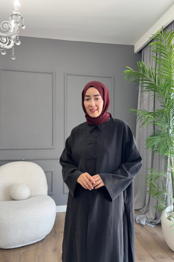 KURBAĞA DÜĞME DETAYLI PREMİUM MODAL TAKIM 6605 SİYAH