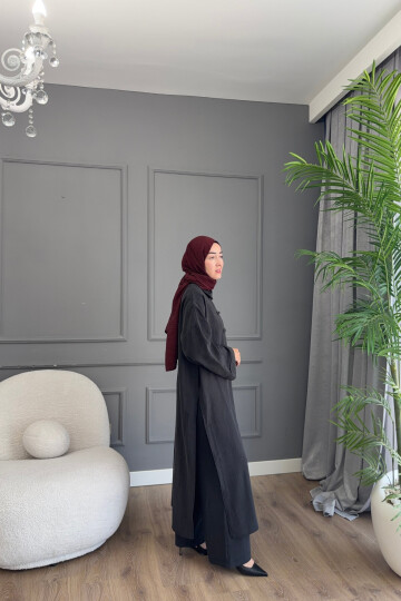 KURBAĞA DÜĞME DETAYLI PREMİUM MODAL TAKIM 6605 SİYAH