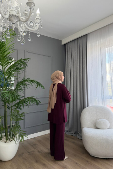 Oval Kesim Cımalı İkili Oysho Takım 2001 BORDO