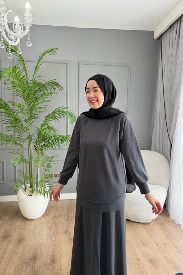OYSHO ETEKLİ YAZLIK KUMAŞ  TAKIM 4425 ANTRASİT