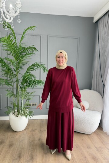 OYSHO ETEKLİ YAZLIK KUMAŞ  TAKIM 4425 BORDO