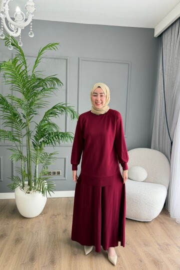 OYSHO ETEKLİ YAZLIK KUMAŞ  TAKIM 4425 BORDO