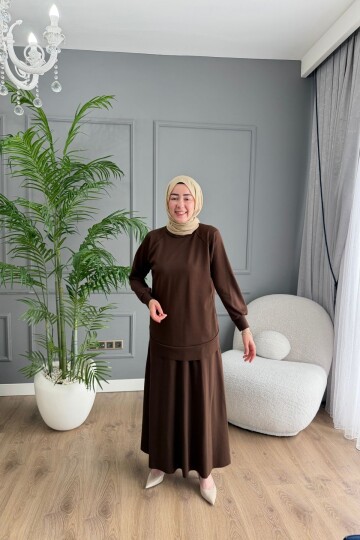 OYSHO ETEKLİ YAZLIK KUMAŞ  TAKIM 4425 KAHVE