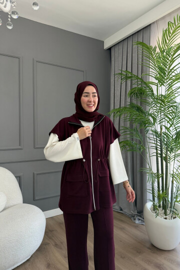 Oysho Kumaş İkili Yelek Takım 2011 Bordo