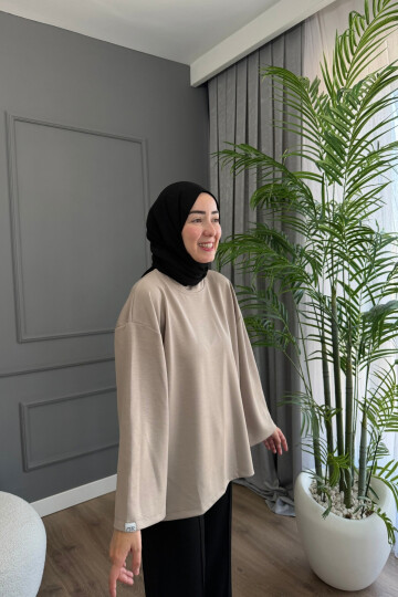 Oysho Kumaş Rahat Kalıp Bisiklet Yaka Tunik 3003 Taş