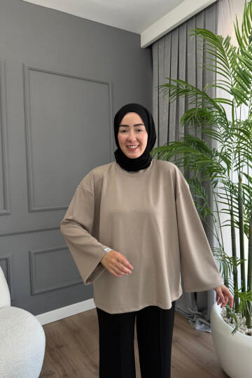 Oysho Kumaş Rahat Kalıp Bisiklet Yaka Tunik 3003 Taş