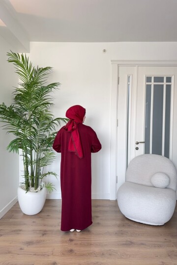 OYSHO KUMAŞ YAZLIK ELBİSE 1516 BORDO
