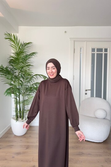 OYSHO KUMAŞ YAZLIK ELBİSE 1516 KAHVE