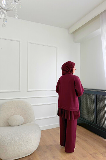 Pliseli Oysho Kumaş İkili Takım 2005 BORDO