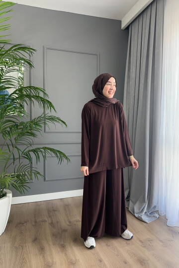 Sandy Pantalon Fresh Takım 4206 Kahve