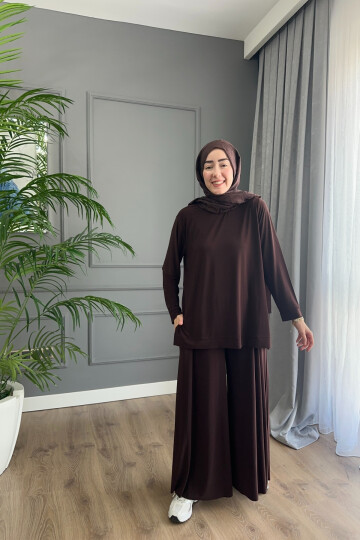 Sandy Pantalon Fresh Takım 4206 Kahve