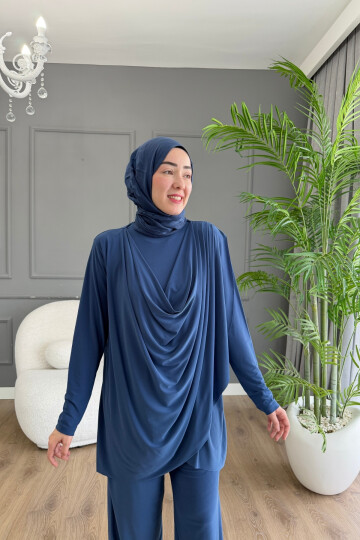 Sandy Pantalon Takım Ön Büzgü Detaylı 4201 İNDİGO