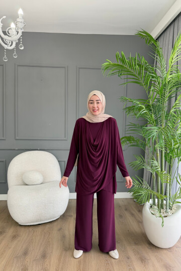 Sandy Pantalon Takım Ön Büzgü Detaylı 4201 MÜRDÜM