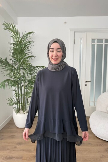 ŞİFON DETAYLI SANDY ETEK TAKIM 4210 ANTRASİT