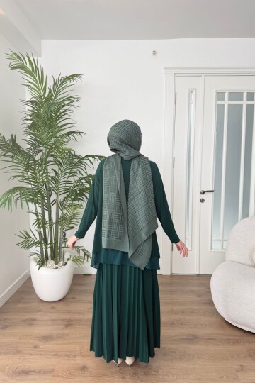 ŞİFON DETAYLI SANDY ETEK TAKIM 4210 ZÜMRÜT