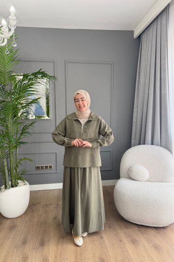 TENSEL KUMAŞ CEP DETAYLI ETEK TAKIM 2006 HAKİ