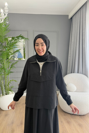 TENSEL KUMAŞ CEP DETAYLI ETEK TAKIM 2006 SİYAH