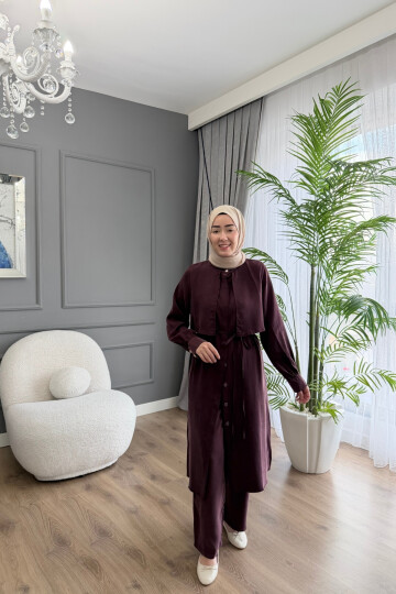 TENSEL KUMAŞ SPOR TUNİK TAKIM BORDO