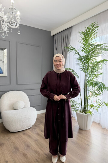 TENSEL KUMAŞ SPOR TUNİK TAKIM BORDO