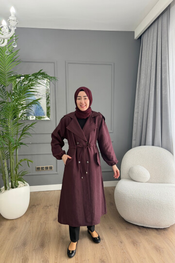 TENSEL KUMAŞ TRENÇKOT 1059 BORDO
