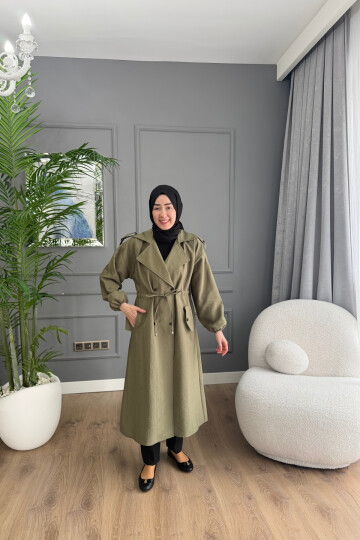 TENSEL KUMAŞ TRENÇKOT 1059 HAKİ