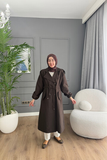 TENSEL KUMAŞ TRENÇKOT 1059 KAHVE