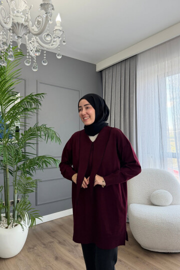 V YAKA PREMİUM TRİKO TUNİK 6139 BORDO
